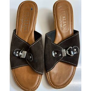 Italian Comfort brown leather wedges. Size 8.